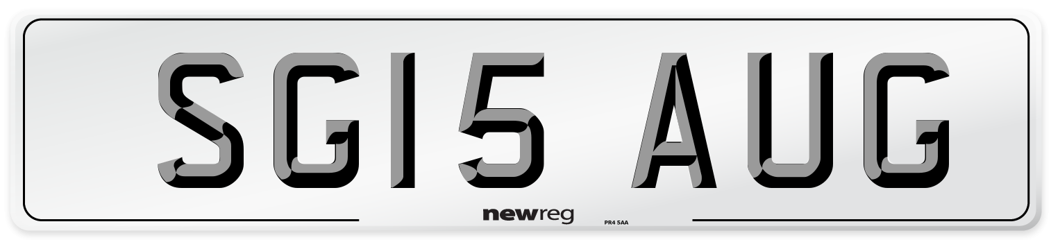 SG15 AUG Number Plate from New Reg